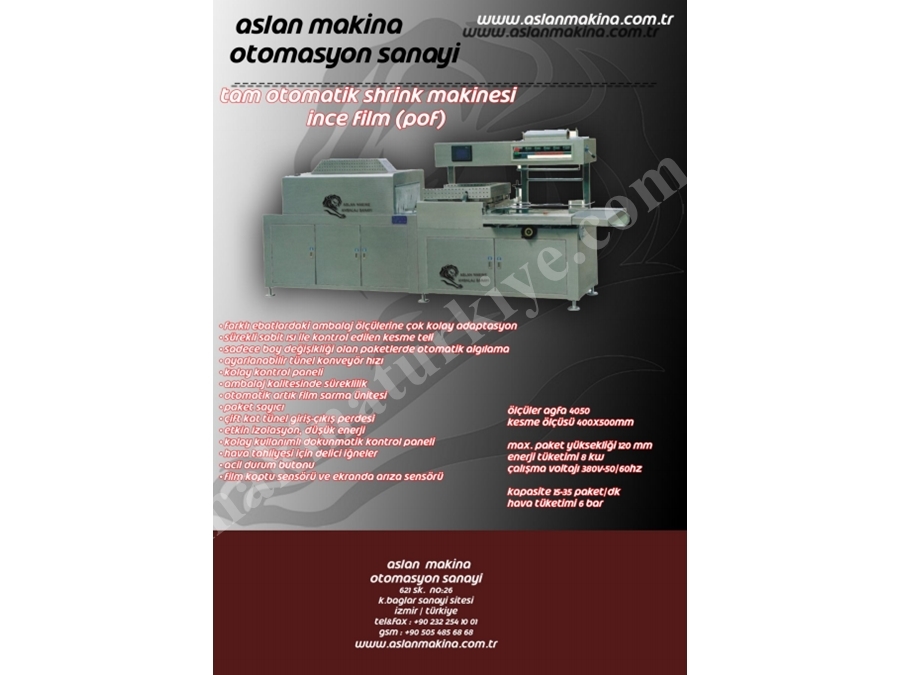 Tam Otomatik L Kesim Shrink Makinası 15-35 Paket/Dk  Agfa 40X50