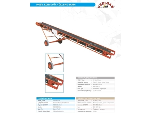 Mobile Conveyor Loading Belt 10 Tons/Hour
