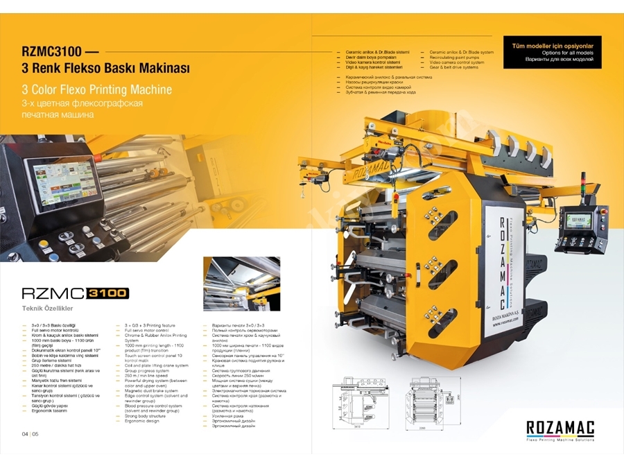 3 Renk Stack Tip Flexo Baskı Makinası
