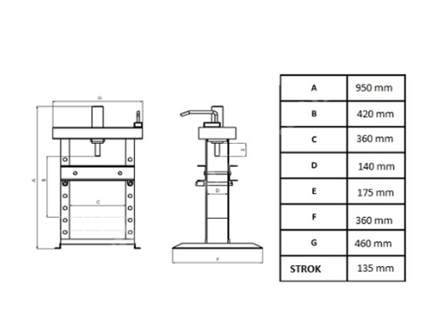 Presse hydraulique d'atelier de 10 tonnes
