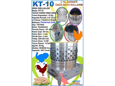 KT 10 Tavuk Tüyü Yolma Makinesi