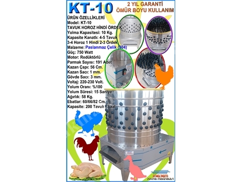 KT 10 Tavuk Tüyü Yolma Makinesi
