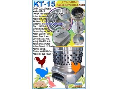 KT 15 Tavuk Tüyü Yolma Makinesi