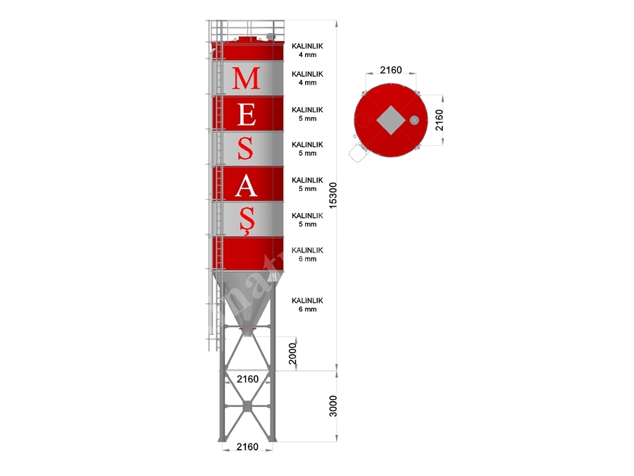 100 Ton (4 İnç Dolum Borulu) Çimento Silosu