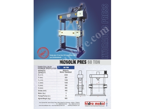 Hydraulic Workshop Press 60 Ton - Hidrometal