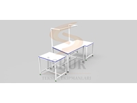 IK17 (90cmx140cm) Textile Ironing Package Fixed Inclined Top Lighted Sides Wheeled Quality Control Table - 0