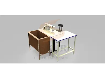 Table de machine en forme de L à gauche avec cuve en bois pour la confection IK30 (148cmx130cm)