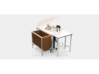 IK31 (180cmx130cm) Confection Sewing Room Right and Left L Table Wood Trough