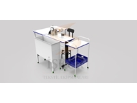 IK33 Clothing Sewing Workshop Right L Table on Wheels Sheet Metal Trough and Transport Car - 0
