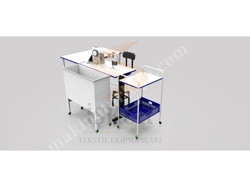 IK33 Clothing Sewing Workshop Right L Table on Wheels Sheet Metal Trough and Transport Car