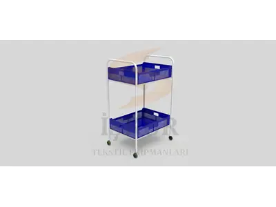 İK53 (40cmx65cm) Textile Sewing Workshop Double Basket Transport Cart