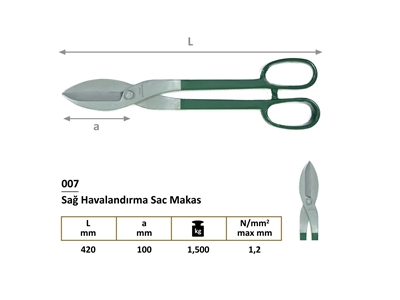 420x100 Mm Havalandırma Sac Kesme Makası  - 3