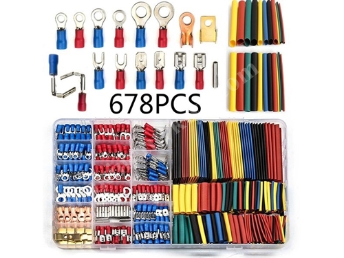 678 Piece Insulated Cable End Socket Plug Chassis Terminal Ferrule Heat Shrink Tubing Cable Repair