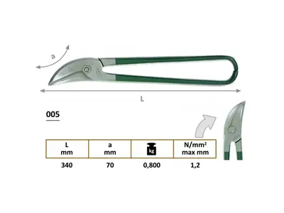 005 Left Curved Sheet Metal Cutting Scissors