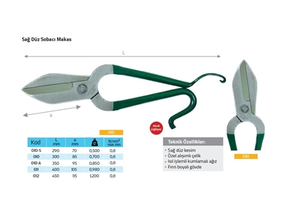 300x85 Mm Sağ Düz Tenekeci Sobacı Makası  - 4