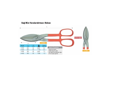 250x60 Mm Sağ Düz Havalandırma Sac Kesme Makası  - 1