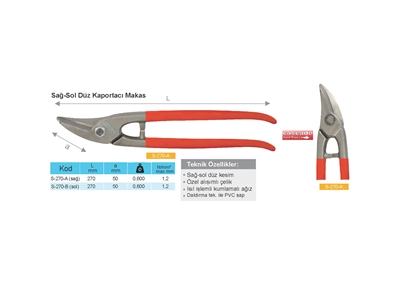 270x50 Mm Sol Düz Sac Kesme Makası - 1