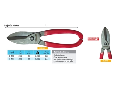 200x50 Mm Sağ Düz Kesme Makası - 1