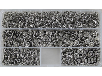 Boîte de rangement et 350 ensembles de boutons pression en métal de différentes couleurs de 9,5 mm - 3