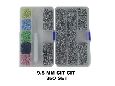 Boîte de rangement et 350 ensembles de boutons pression en métal de différentes couleurs de 9,5 mm