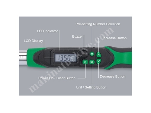 14 x 18 10-200 Nm Variable End Digital Torque Wrench with Open-end Clamping Feature