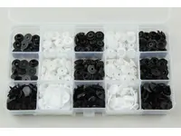 100 Set Plastik Siyah Beyaz Renk Çıt Çıt Düğme Ve Saklama Kutusu İlanı