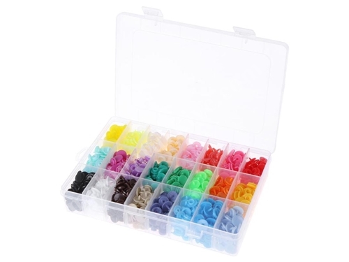 Plastic Colored Snap Button 360 Pieces And Storage Box