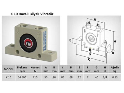 Havalı Bilyalı Vibratör Vibsis K-10