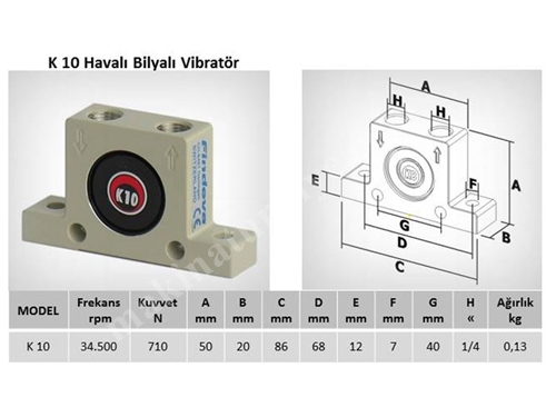 Havalı Bilyalı Vibratör Vibsis K-10