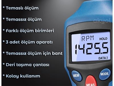 Takometre Temaslı Temassız Devir Ölçer Cem-At8 - 2