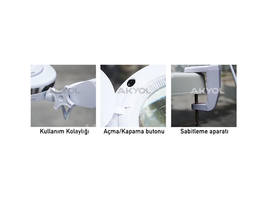 Led Işıklı Masaüstü Ve Ayaklı Mercekli Büyüteç 5X Loyka 6017-8