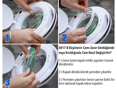 Led Işıklı Masaüstü Ve Ayaklı Mercekli Büyüteç 5X Loyka 6017-8 - 10