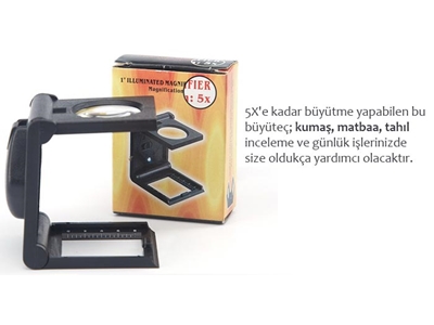 Katlanır Işıklı Büyüteç Lup Mercek Oem-14109 - 1