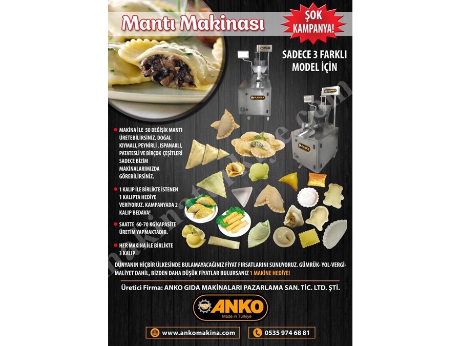 70-100 Kg / Saatte Mantı Üretim Makinası