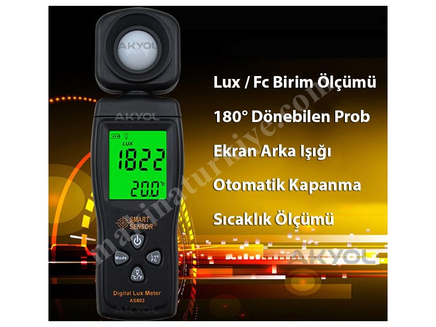 0 ~ 200.000 Lux Işık Ölçer Lüksmetre