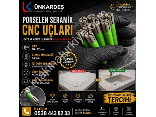 Cnc Router ve 5 Eksen Köprü Kesme Uygun Porselen Seramik Cnc Lavabo ve Kesim Ucu - Porselen Cnc U