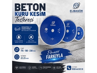 Beton Kuru Kesim Testeresi - Sprial Beton Kesici Disk - Beton Sulu Kesim Testeresi