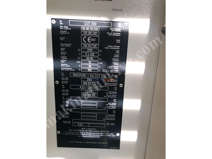 Havuzlu Cnc Tel Erezyon Tezgahı 2012 Model CUT 200
