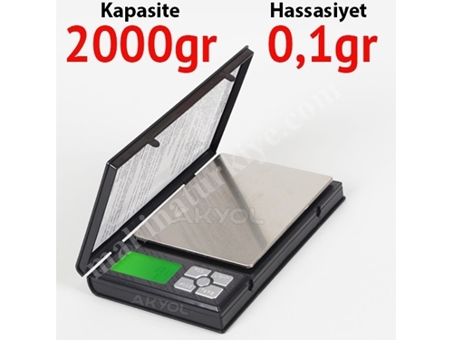2000 Gr Notebook Kapaklı Cep Terazisi