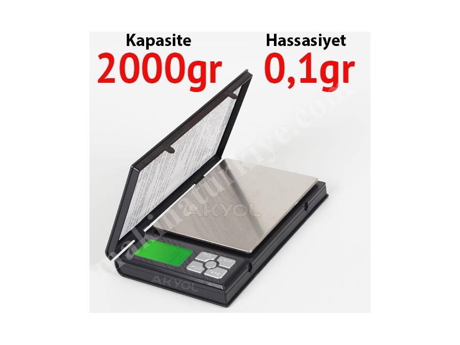 2000 Gr Notebook Kapaklı Cep Terazisi