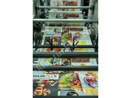 10 Renk 50 Cm Sleeve Sistem Tamburlu Flexo Etiket Baskı Makinesi
