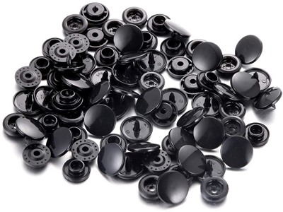 200 Set 12.5 Mm Plastik Siyah Çıt Çıt Düğme - 1