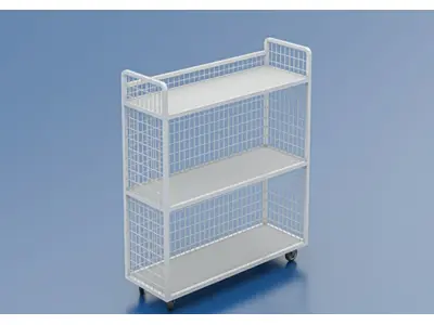 Shelving Unit with Wheels 65x145x160 Cm with Mesh Wire on 3 sides