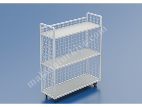 Shelving Unit with Wheels 65x145x160 Cm with Mesh Wire on 3 sides