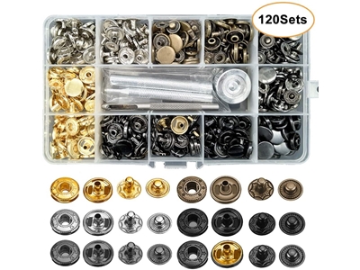 561 (120 ensembles) Boutons-pression métalliques multicolores de 12,5 mm et boîte de rangement - 4