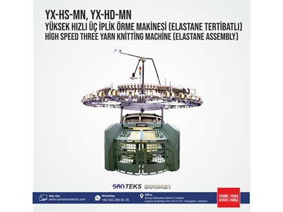 Elastane Tertibatlı Yüksek Hızlı Üç İplik Örme Makinesi