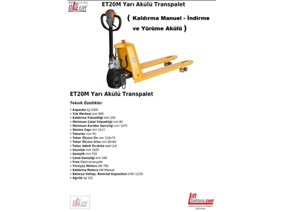 Transpalette semi-électrique de 1500 Kg - 2