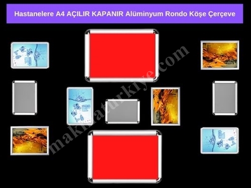 Hastanelere A4 Açılır Kapanır Alüminyum Rondo Köşe Çerçeve