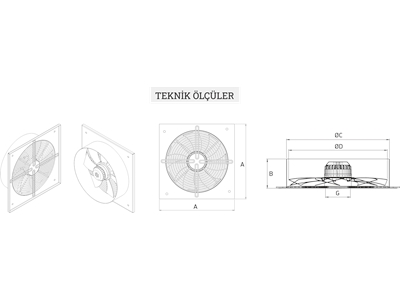 Ventilateur axial à hélice métallique à moteur externe, de 0,060 à 0,220 kW dans un boîtier circulaire - 1