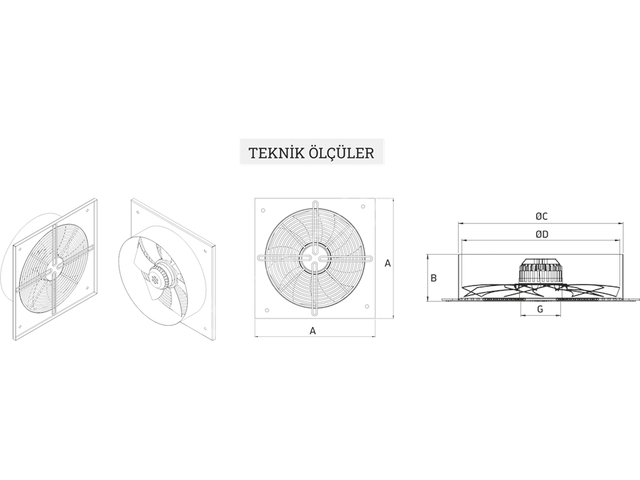 Ventilateur axial à hélice métallique à moteur externe, de 0,060 à 0,220 kW dans un boîtier circulaire